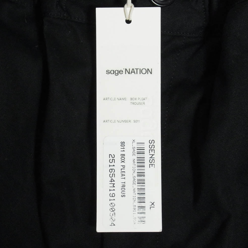 セイジネーション BOX PLEAT TROUSER ボックス プリーツ ワイド トラウザーズ パンツ ブラック ブラック系 XL【中古】
