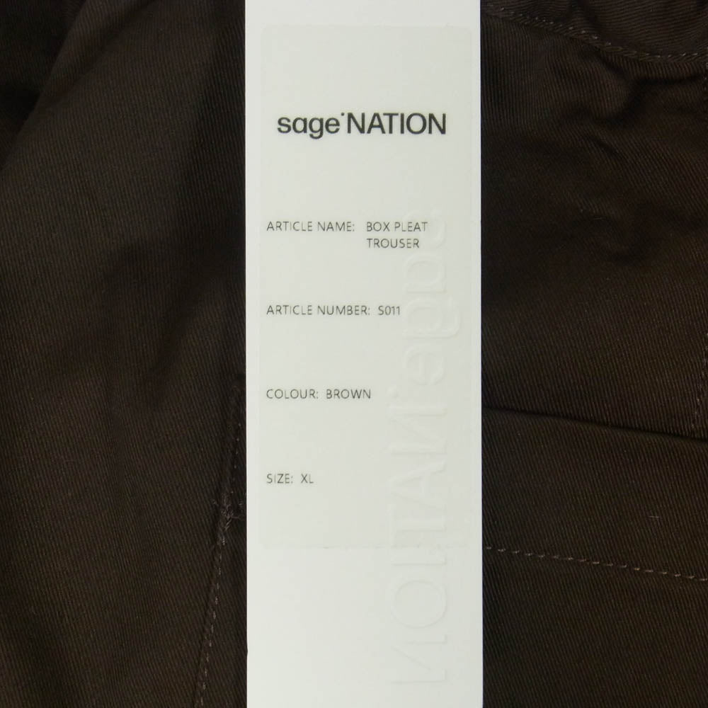 セイジネーション BOX PLEAT TROUSER ボックス プリーツ ワイド トラウザーズ パンツ ブラウン系 XL【中古】