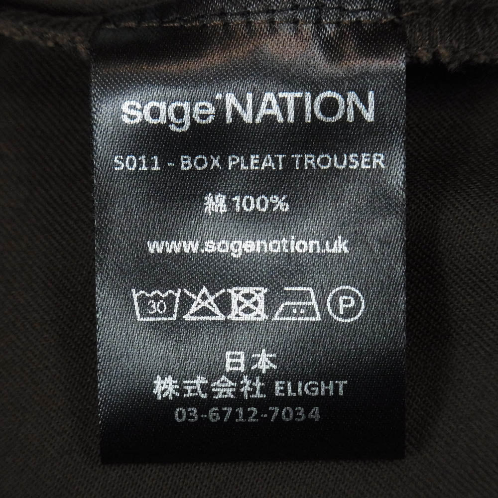 セイジネーション BOX PLEAT TROUSER ボックス プリーツ ワイド トラウザーズ パンツ ブラウン系 XL【中古】