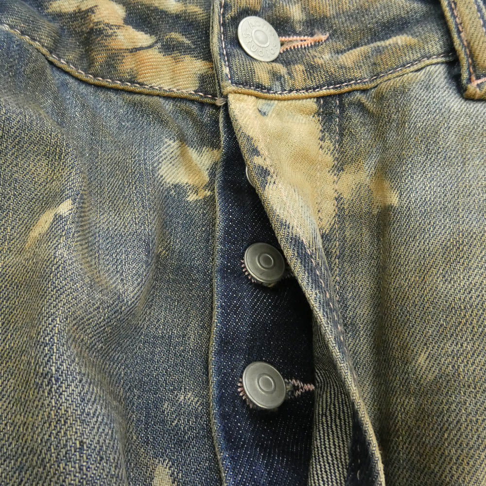 ACNE STUDIOS アクネストゥディオズ 24AW FN-MN-TROU001010 Loose Fit Denim Trousers ルーズフィット ワイドレッグ アップリケ ダメージ加工 パネルジーンズ デニムパンツ インディゴブルー系 CN185/104A EUR52【美品】【中古】