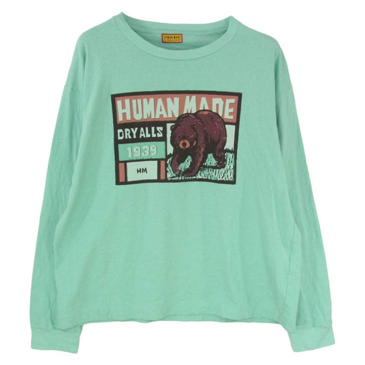 HUMAN MADE ヒューマンメイド 25SS HM29CS024 GRAPHIC L/S T-SHIRT グラフィック ベアープリント 長袖 Tシャツ ライトグリーン系 XL【中古】