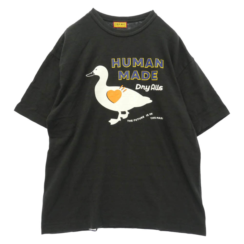 HUMAN MADE ヒューマンメイド 25SS HM29TE012 GRAPHIC T-SHIRT Duck Dry Alls ハート ダック カモ プリント 半袖 Tシャツ ブラック系 XL【中古】
