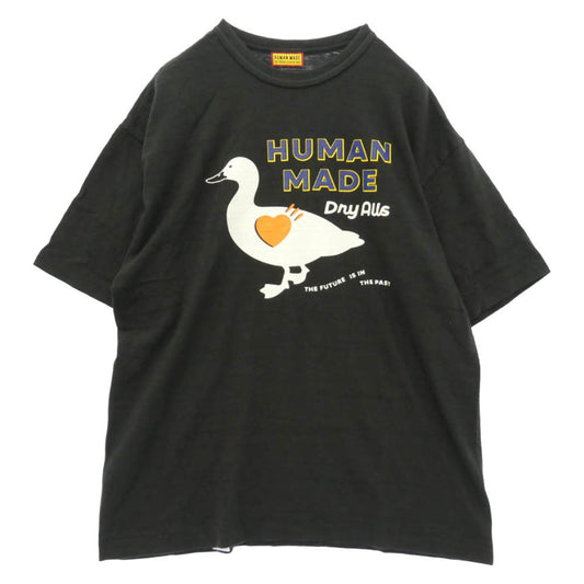 HUMAN MADE ヒューマンメイド 25SS HM29TE012 GRAPHIC T-SHIRT Duck Dry Alls ハート ダック カモ プリント 半袖 Tシャツ ブラック系 XL【中古】