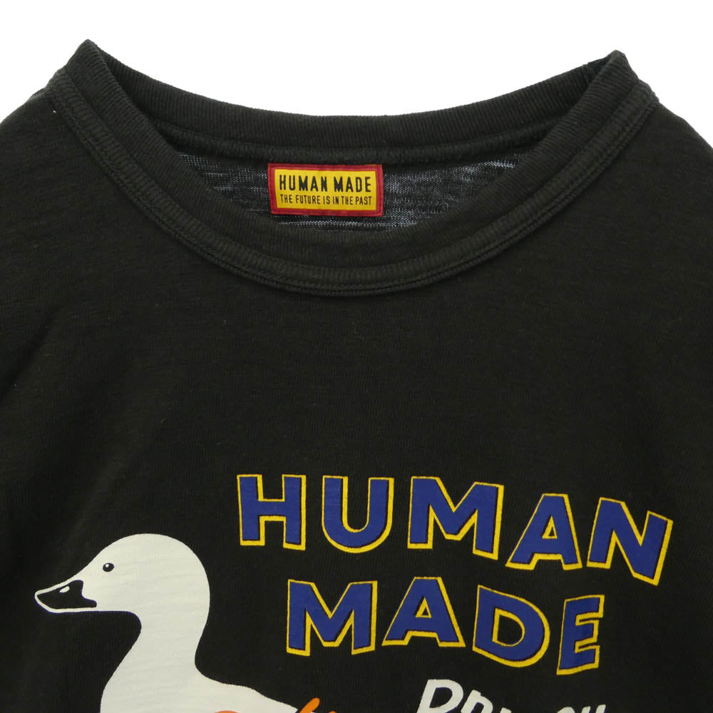 HUMAN MADE ヒューマンメイド 25SS HM29TE012 GRAPHIC T-SHIRT Duck Dry Alls ハート ダック カモ プリント 半袖 Tシャツ ブラック系 XL【中古】