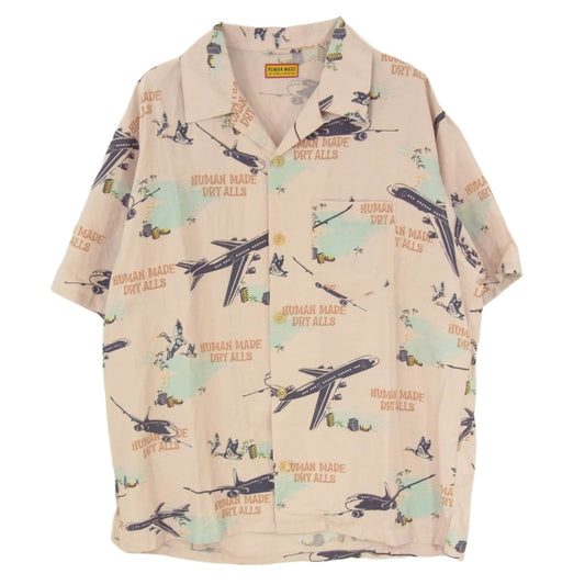 HUMAN MADE ヒューマンメイド 25SS HM29SH025 Aeroplane Vacation Shirt Aloha Shirt エアロプレーン バケーションシャツ アロハ シャツ 半袖 ライトピンク系 XL【中古】