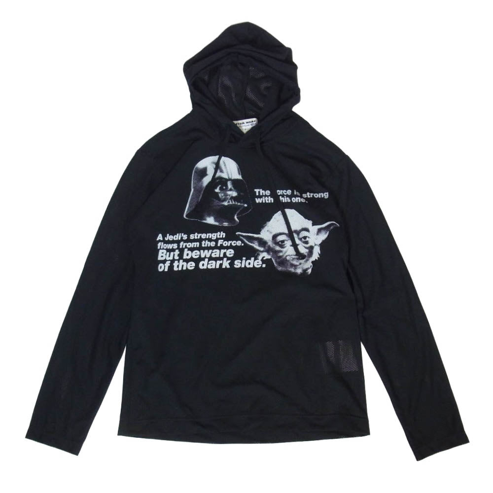 COMME des GARCONS コムデギャルソン W20127 SHIRT コムデギャルソンシャツ x STARWARS スターウォーズ ヨーダ ダースベイダー プリント メッシュ プルオーバー パーカー フーディー ブラック系 M【美品】【中古】
