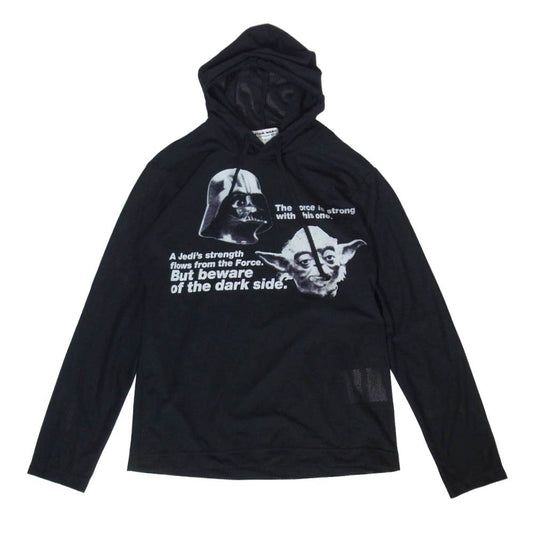 COMME des GARCONS コムデギャルソン W20127 SHIRT コムデギャルソンシャツ x STARWARS スターウォーズ ヨーダ ダースベイダー プリント メッシュ プルオーバー パーカー フーディー ブラック系 M【美品】【中古】