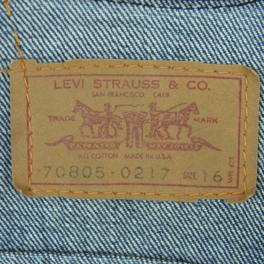 Levi's リーバイス 70805-0217 BIGE ボタン裏525 キッズ Gジャン デニム ジャケット インディゴブルー系 16【中古】