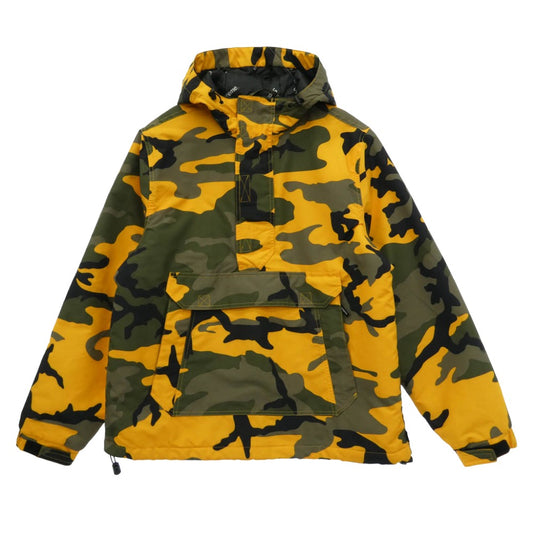 Supreme シュプリーム 17AW logo hooded half zip pullover Yellow Camo ロゴ ハーフジップ プルオーバーパーカー カモ柄 ジャケット カーキ系 S【中古】