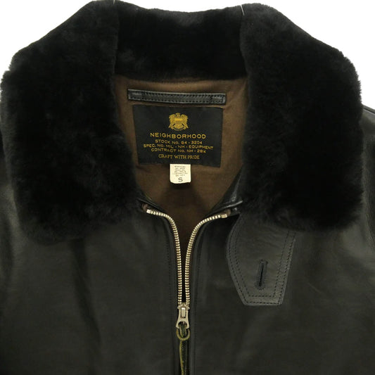 NEIGHBORHOOD ネイバーフッド 142CCNH-JKM03 G-1 HL-JKT 襟ボア 馬革 ハトメ穴 ホース フライト レザー ジャケット ブラック系 S【中古】