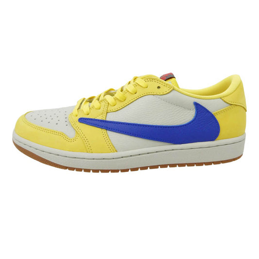 NIKE ナイキ DZ4137-700 【フェイクバスターズ鑑定済】× Travis Scott Women's Air Jordan 1 Retro Low OG Canary トラヴィススコット エアジョーダン1 カナリー ローカット スニーカー イエロー系 28.5cm【極上美品】【中古】