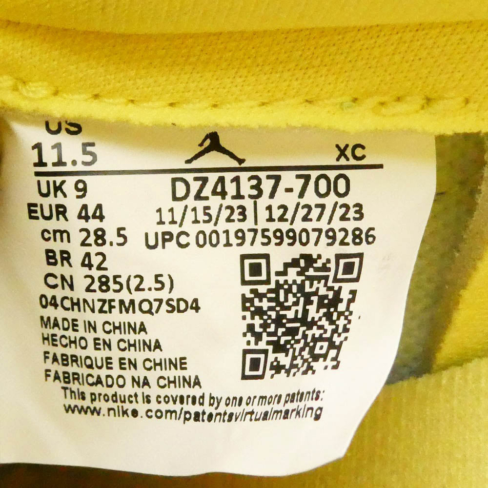 NIKE ナイキ DZ4137-700 【フェイクバスターズ鑑定済】× Travis Scott Women's Air Jordan 1 Retro Low OG Canary トラヴィススコット エアジョーダン1 カナリー ローカット スニーカー イエロー系 28.5cm【極上美品】【中古】