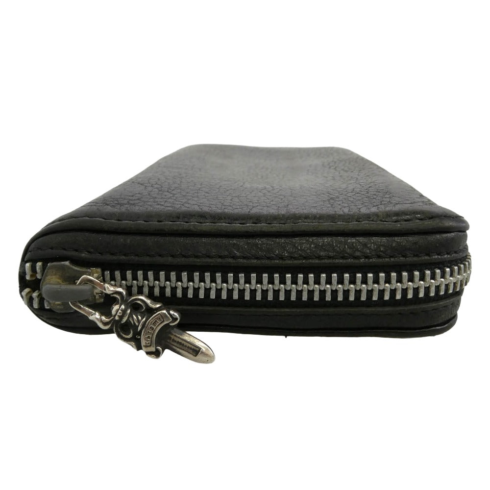 CHROME HEARTS クロムハーツ（原本無） REC F ZIP #2 ダガージップ プレーン ラウンドジップ ウォレット ブラック系【中古】
