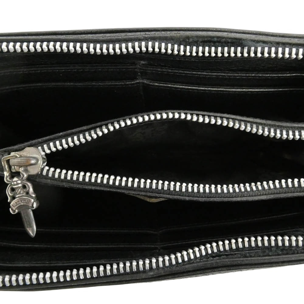 CHROME HEARTS クロムハーツ（原本無） REC F ZIP #2 ダガージップ プレーン ラウンドジップ ウォレット ブラック系【中古】