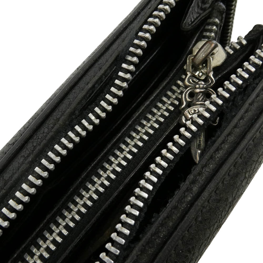 CHROME HEARTS クロムハーツ（原本無） REC F ZIP #2 ダガージップ プレーン ラウンドジップ ウォレット ブラック系【中古】