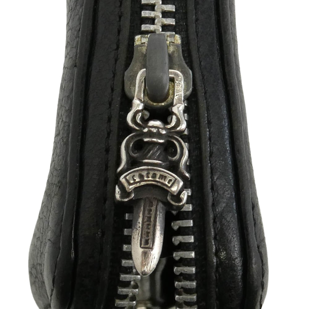 CHROME HEARTS クロムハーツ（原本無） REC F ZIP #2 ダガージップ プレーン ラウンドジップ ウォレット ブラック系【中古】