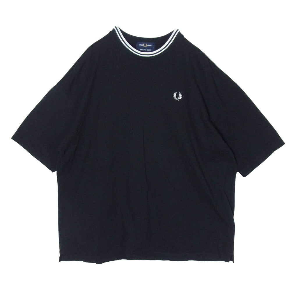 FRED PERRY フレッドペリー BEAMS ビームス FZ1960 × BEAMS オーバーサイズ ピケ Tシャツ ブラック系 L【中古】