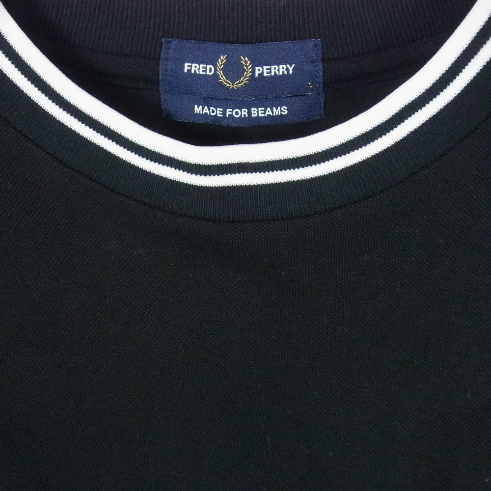 FRED PERRY フレッドペリー BEAMS ビームス FZ1960 × BEAMS オーバーサイズ ピケ Tシャツ ブラック系 L【中古】