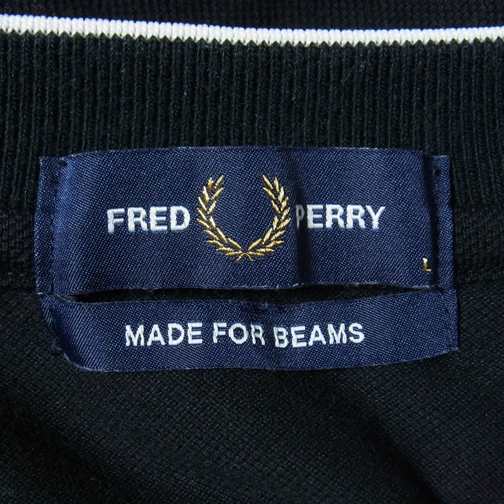 FRED PERRY フレッドペリー BEAMS ビームス FZ1960 × BEAMS オーバーサイズ ピケ Tシャツ ブラック系 L【中古】