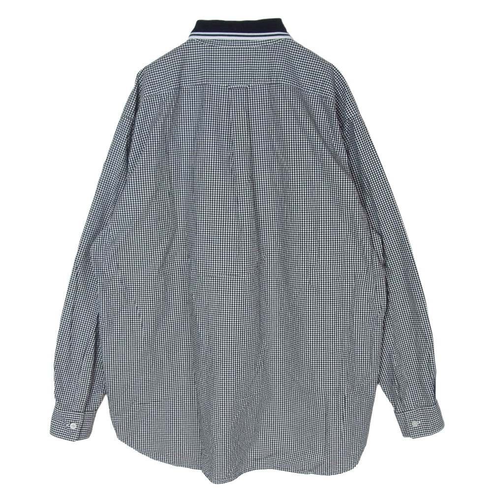 FRED PERRY フレッドペリー BEAMS ビームス × BEAMS ギンガムチェック 切替 長袖 シャツ ブラック系 L【中古】