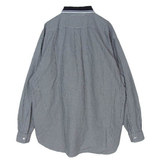 FRED PERRY フレッドペリー BEAMS ビームス × BEAMS ギンガムチェック 切替 長袖 シャツ ブラック系 L【中古】