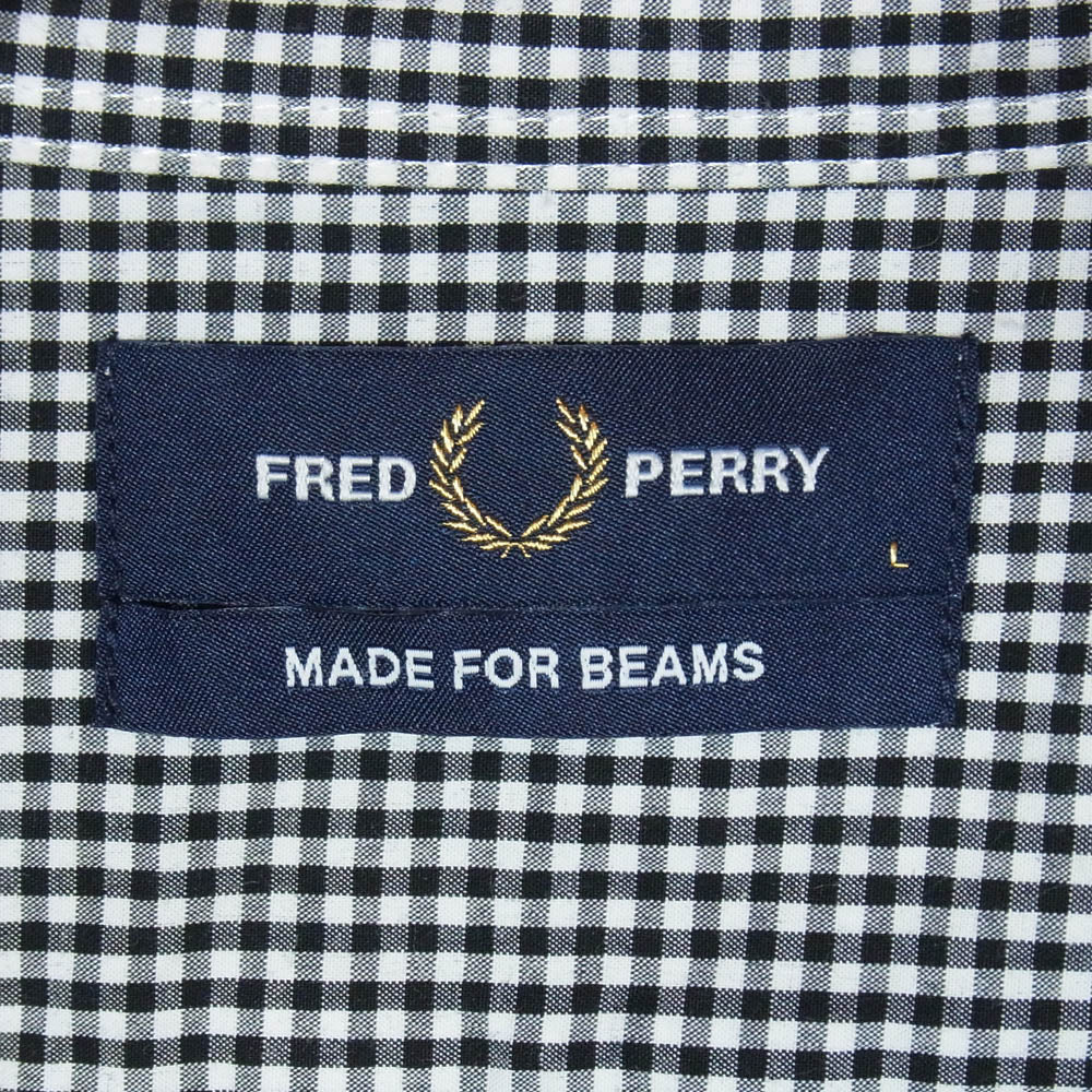 FRED PERRY フレッドペリー BEAMS ビームス × BEAMS ギンガムチェック 切替 長袖 シャツ ブラック系 L【中古】