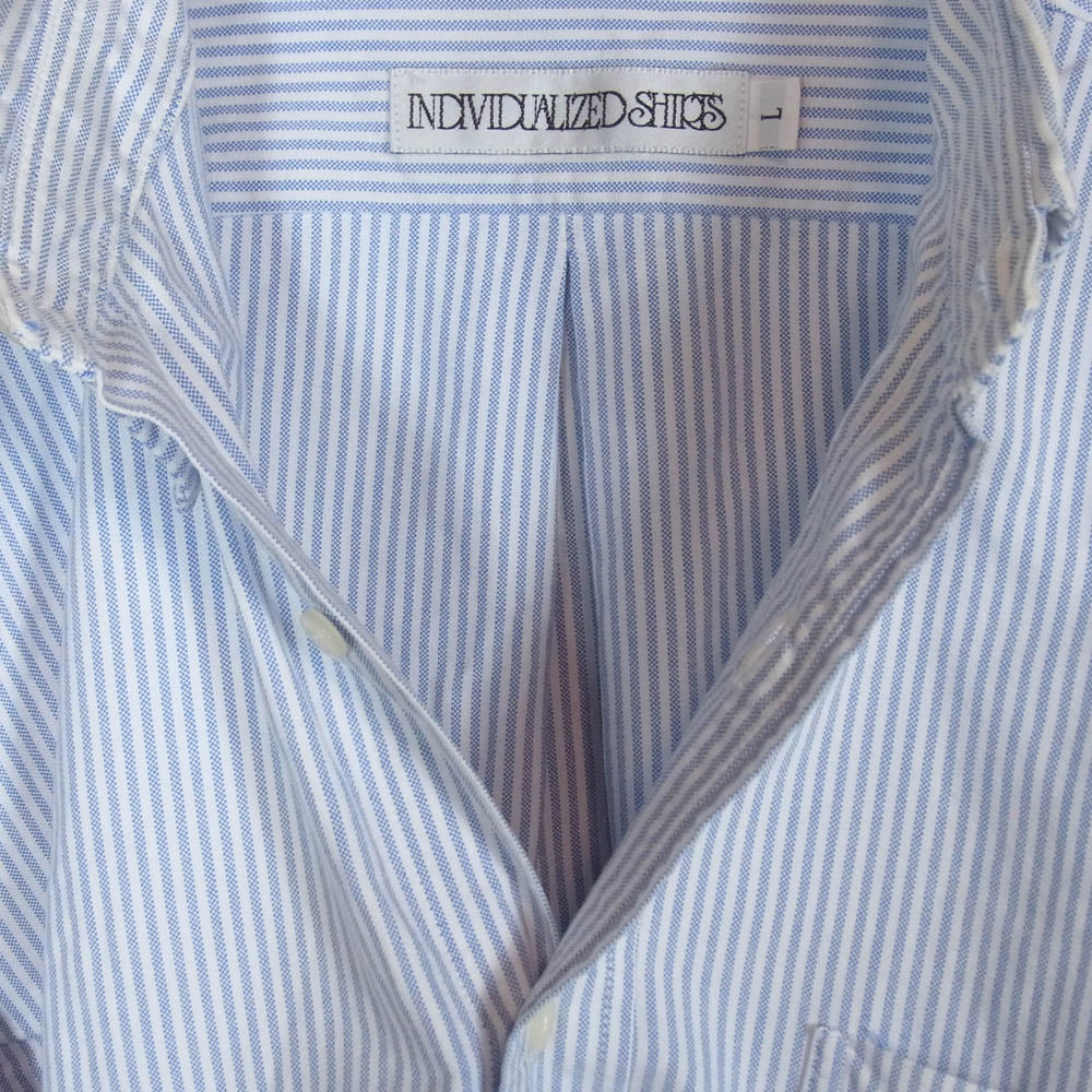 KAPTAIN SUNSHINE キャプテンサンシャイン INDIVIDUALIZED SHIRTS インディビジュアライズドシャツ x INDIVIDUALIZED SHIRTS インディビジュアライズドシャツ ストライプ BD ボタンダウン オックスフォード 長袖 シャツ ライトブルー系 L【中古】