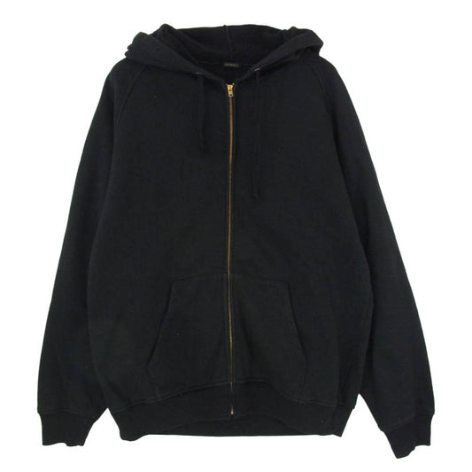 COMOLI コモリ 26SS D01-05001 コットン裏毛 ゴールド金具 ジップアップ パーカー ブラック系 3【中古】