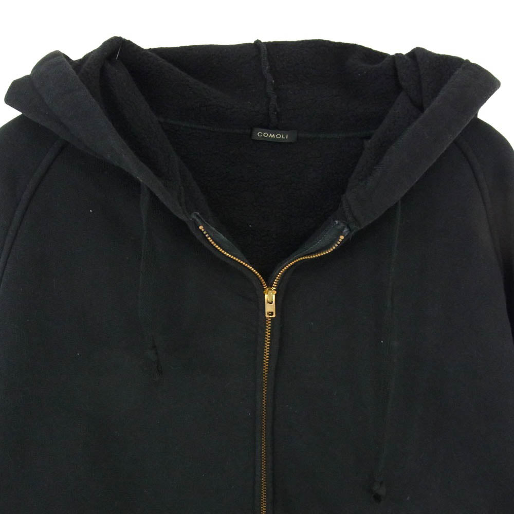 COMOLI コモリ 26SS D01-05001 コットン裏毛 ゴールド金具 ジップアップ パーカー ブラック系 3【中古】