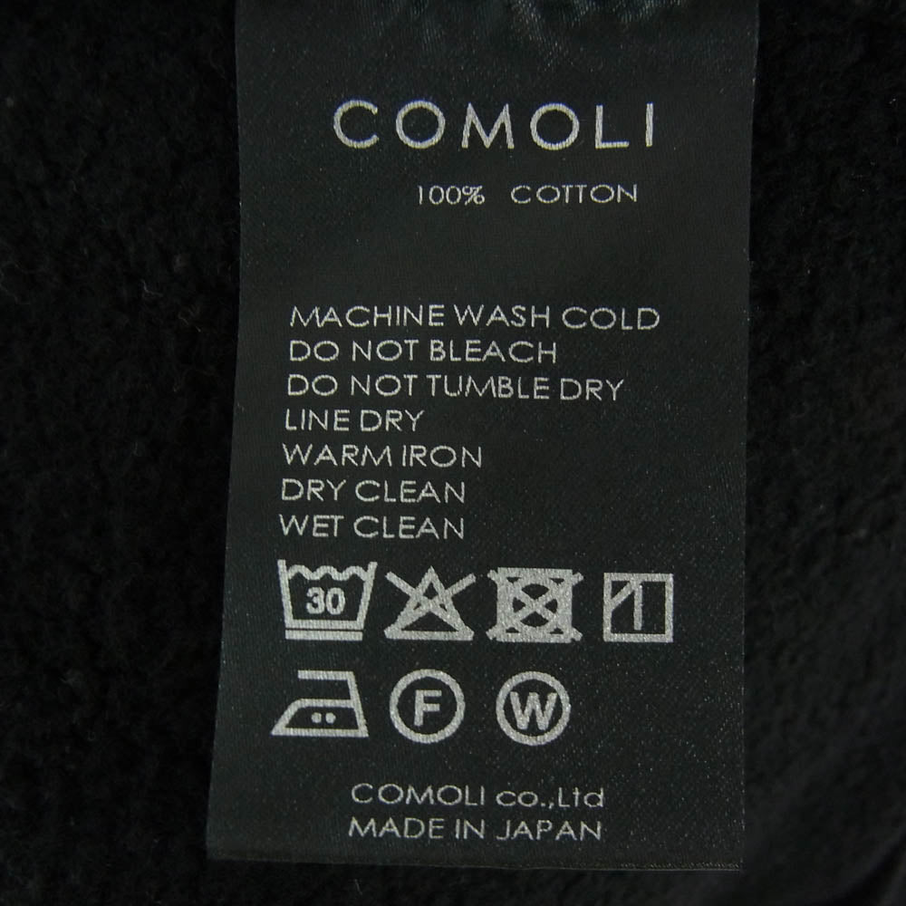 COMOLI コモリ 26SS D01-05001 コットン裏毛 ゴールド金具 ジップアップ パーカー ブラック系 3【中古】