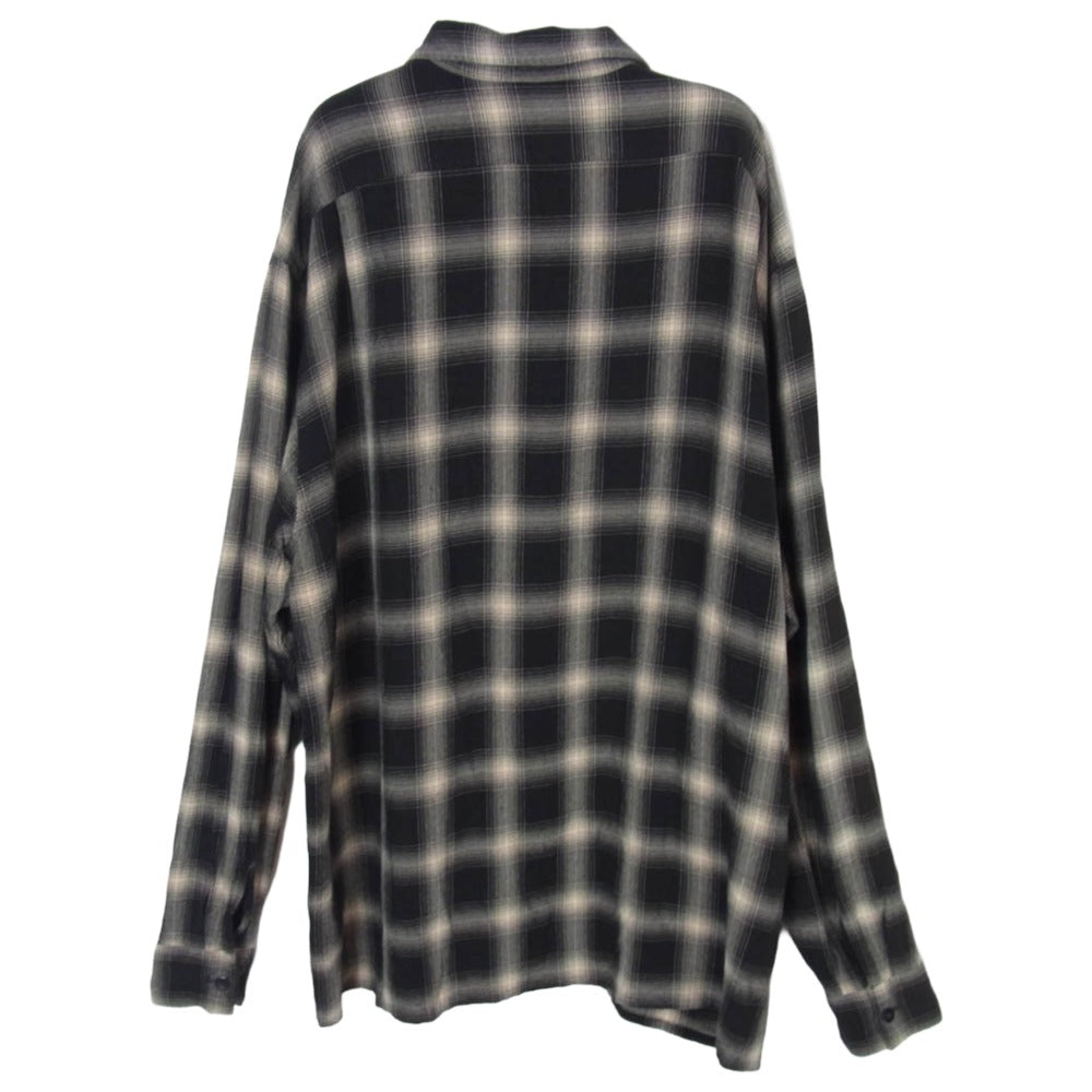 COMOLI コモリ 23SS X01-02008 レーヨンチェック オープンカラー 長袖 シャツ ブラック系 2【中古】