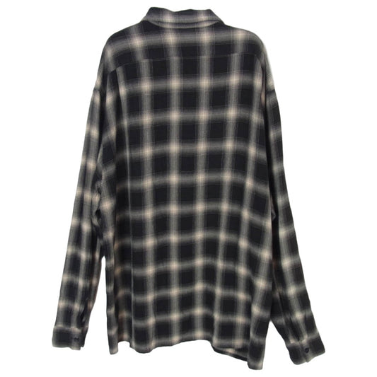 COMOLI コモリ 23SS X01-02008 レーヨンチェック オープンカラー 長袖 シャツ ブラック系 2【中古】