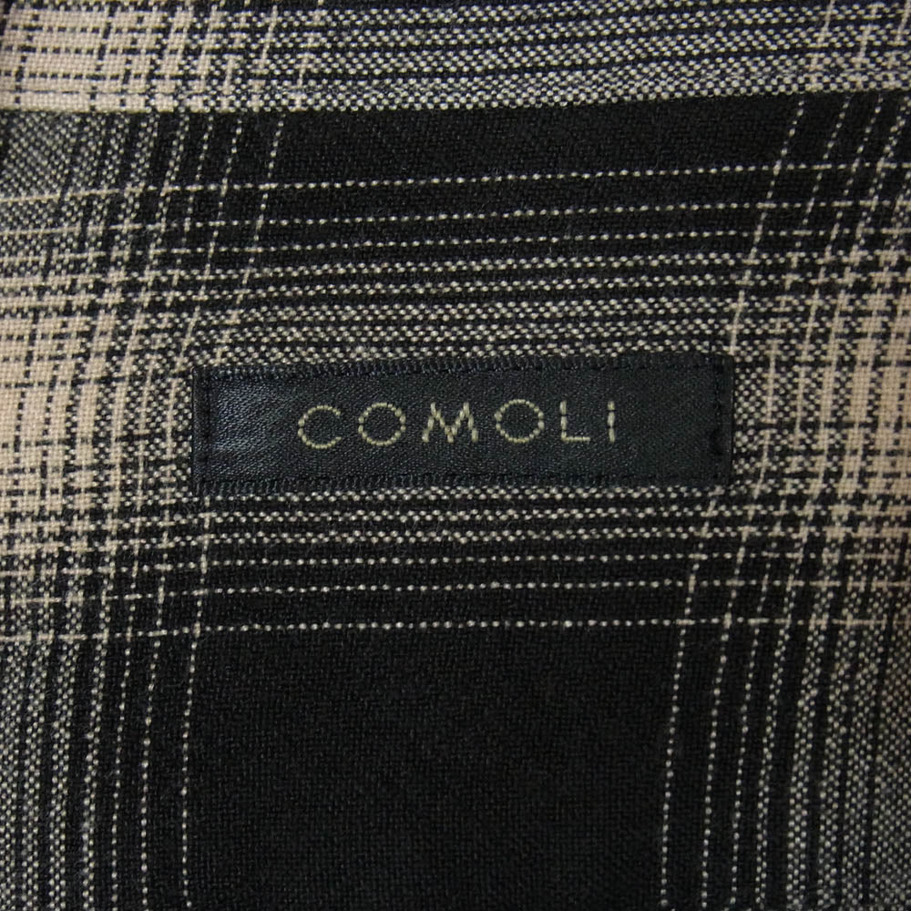 COMOLI コモリ 23SS X01-02008 レーヨンチェック オープンカラー 長袖 シャツ ブラック系 2【中古】