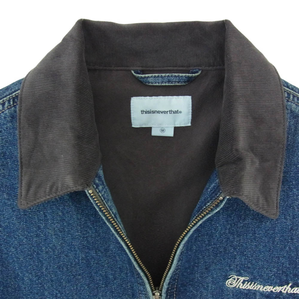 ディスイズネバーザット TN253WOWHS08 Denim Work Jacket 襟コーデュロイ切替 ジップアップ デニム ワーク ジャケット インディゴブルー系 M【中古】