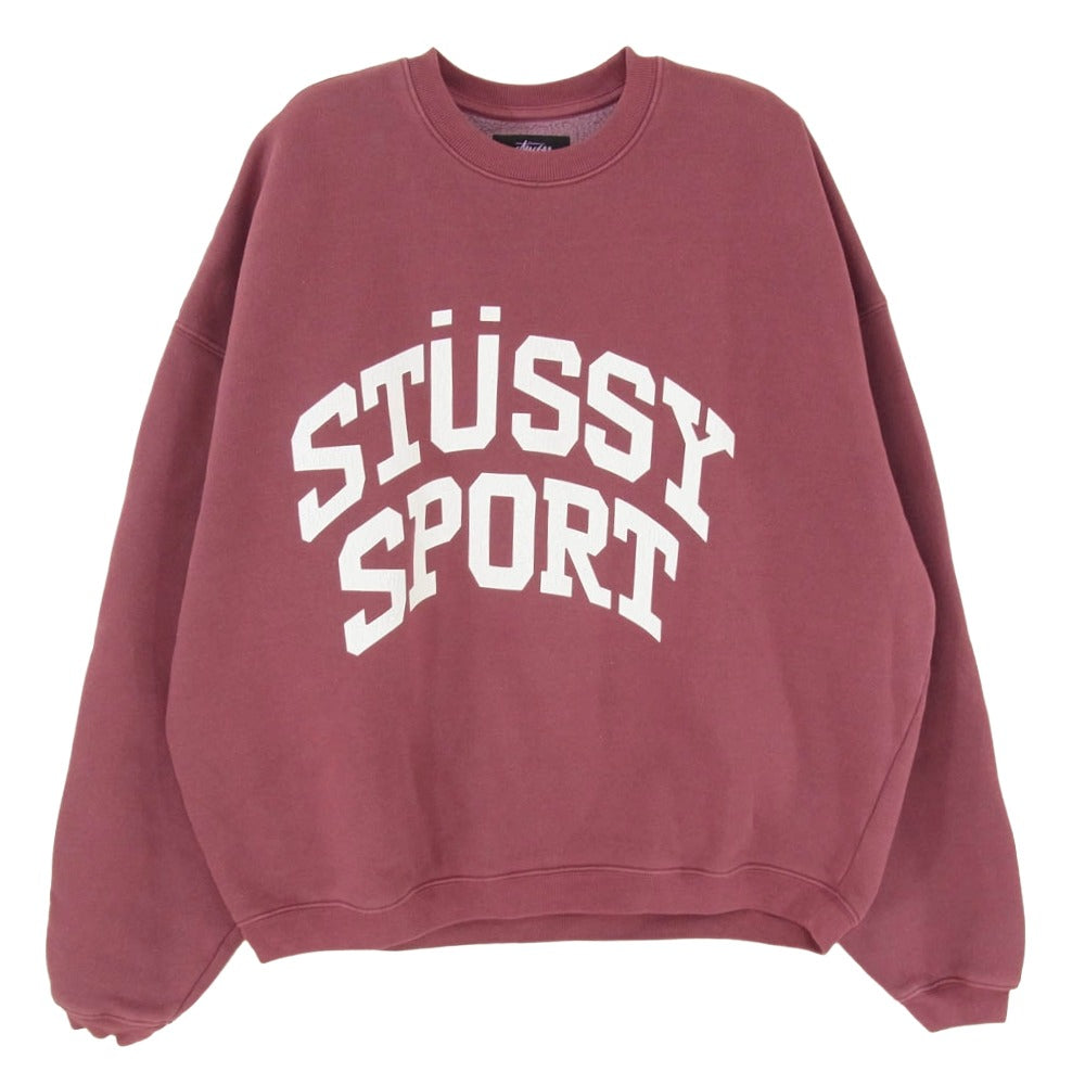 STUSSY ステューシー 24SS BIG CRACKLE SPORT CREW クルーネック スウェット トレーナー エンジ系 M【中古】