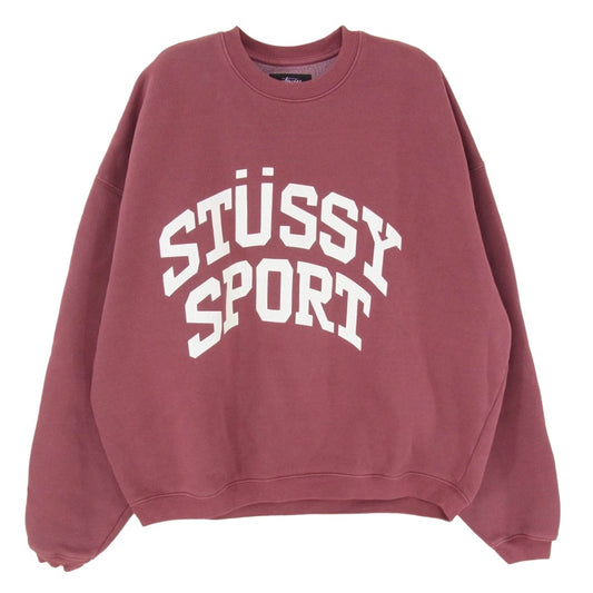 STUSSY ステューシー 24SS BIG CRACKLE SPORT CREW クルーネック スウェット トレーナー エンジ系 M【中古】