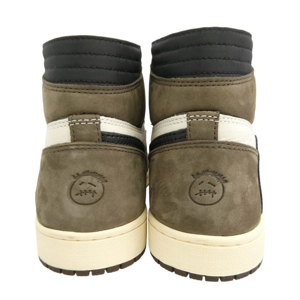 NIKE ナイキ CD4487-100 × Travis Scott 【フェイクバスターズ鑑定済】Air Jordan 1 Retro High OG TS SP Sail Dark Mocha AJ1 トラヴィススコット エアジョーダン1 レトロ ハイ ハイカット スニーカー ホワイト系 ブラウン系 28cm【極上美品】【中古】