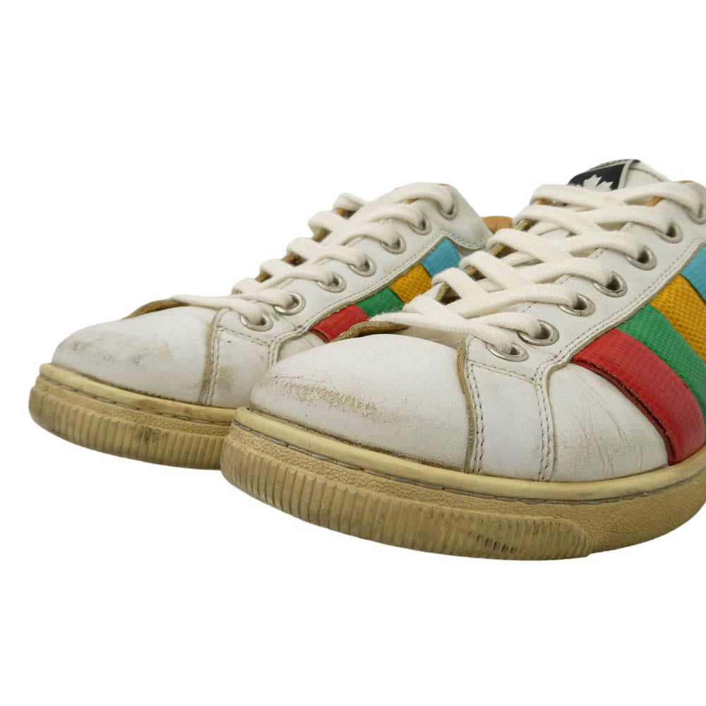 DSQUARED2 ディースクエアード サンタモニカ サイドライン ローカット スニーカー ホワイト系 マルチカラー系 40【中古】