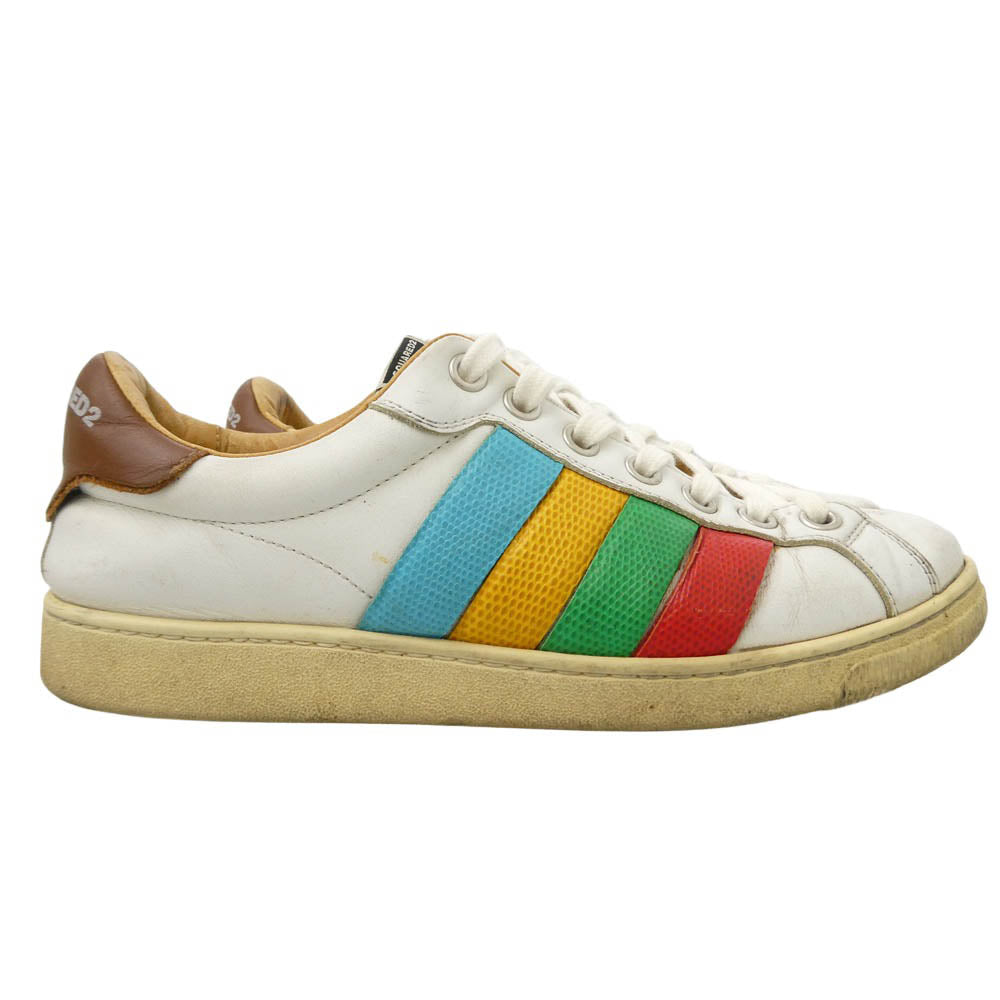 DSQUARED2 ディースクエアード サンタモニカ サイドライン ローカット スニーカー ホワイト系 マルチカラー系 40【中古】