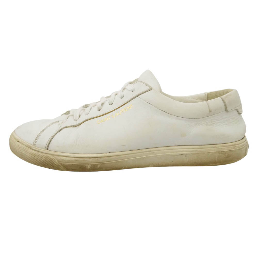 SAINT LAURENT サンローラン 606833 ANDY LOW TOP SL SNEAKER アンディ ロゴ レザー ローカット スニーカー オフホワイト系 41【中古】