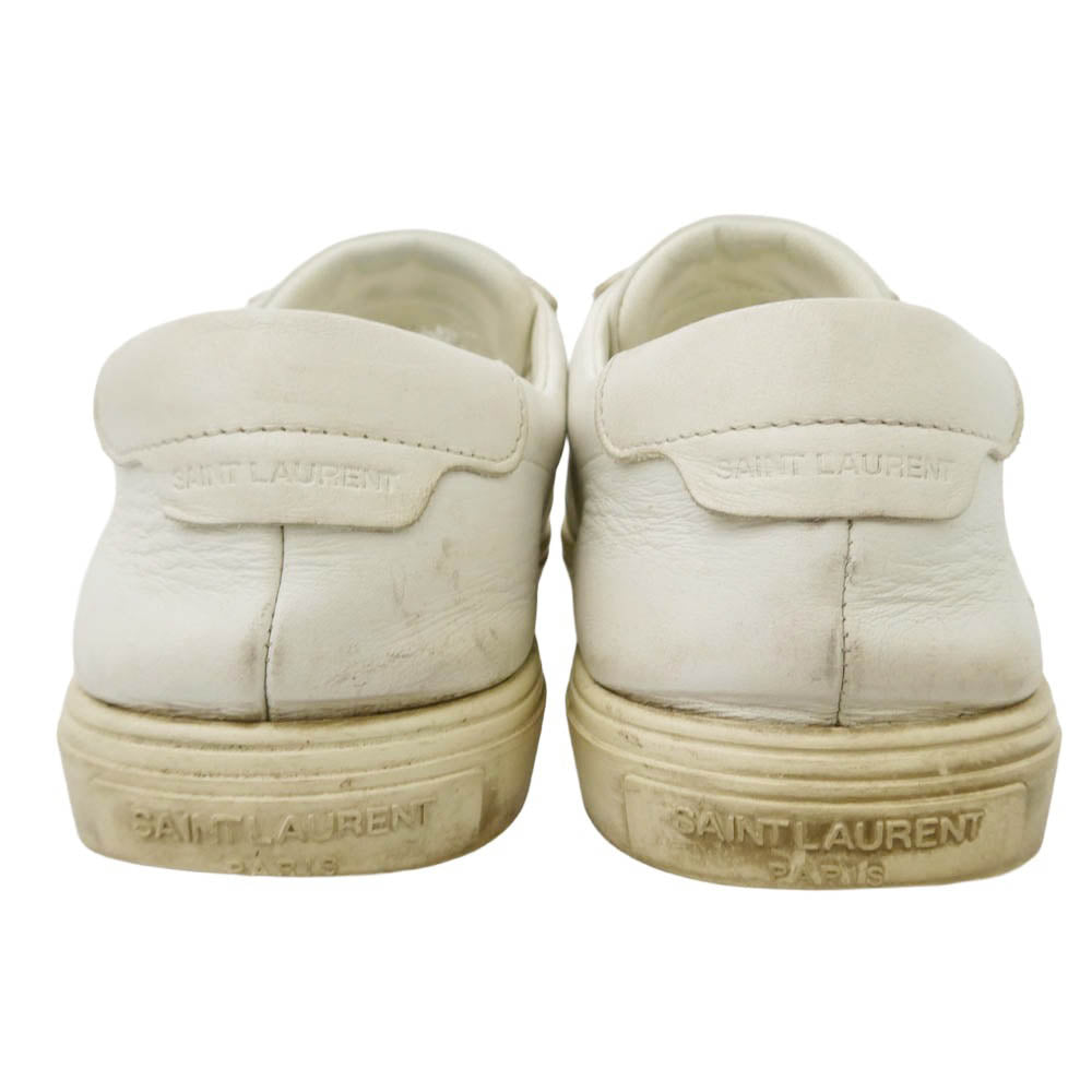 SAINT LAURENT サンローラン 606833 ANDY LOW TOP SL SNEAKER アンディ ロゴ レザー ローカット スニーカー オフホワイト系 41【中古】