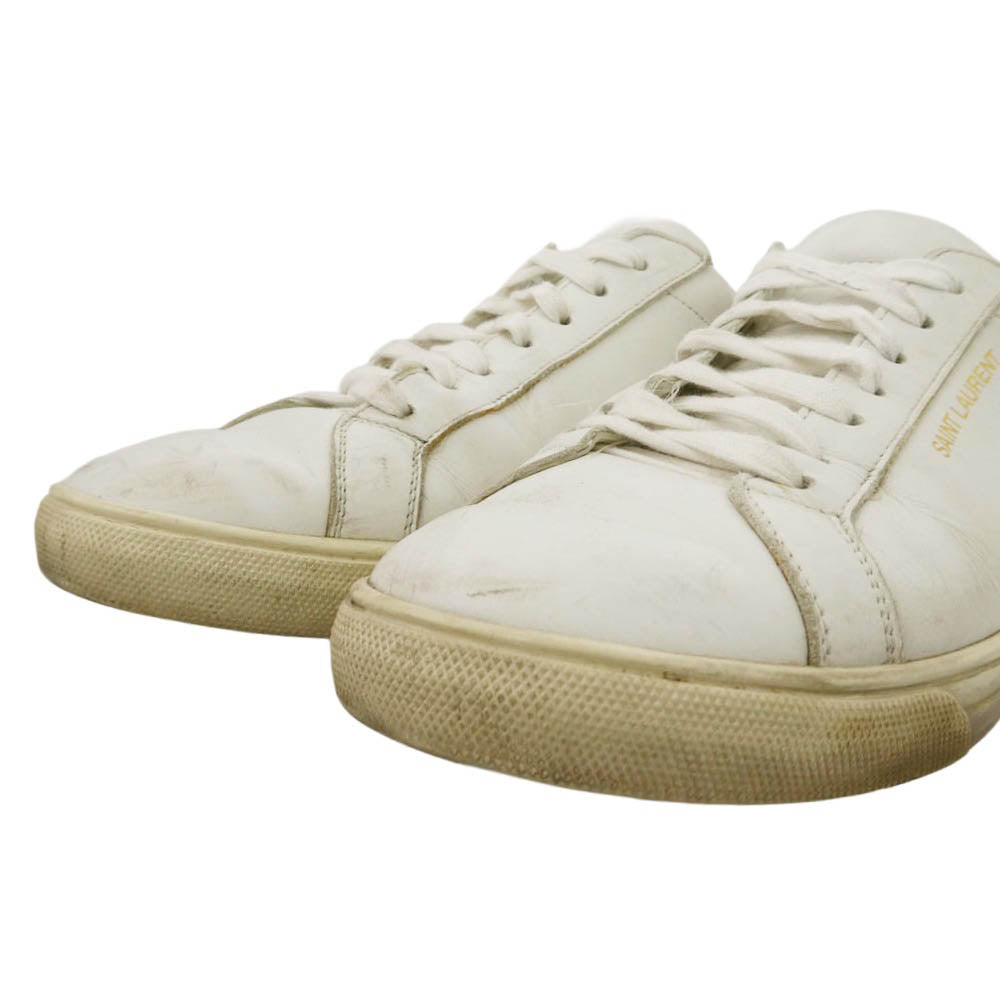 SAINT LAURENT サンローラン 606833 ANDY LOW TOP SL SNEAKER アンディ ロゴ レザー ローカット スニーカー オフホワイト系 41【中古】