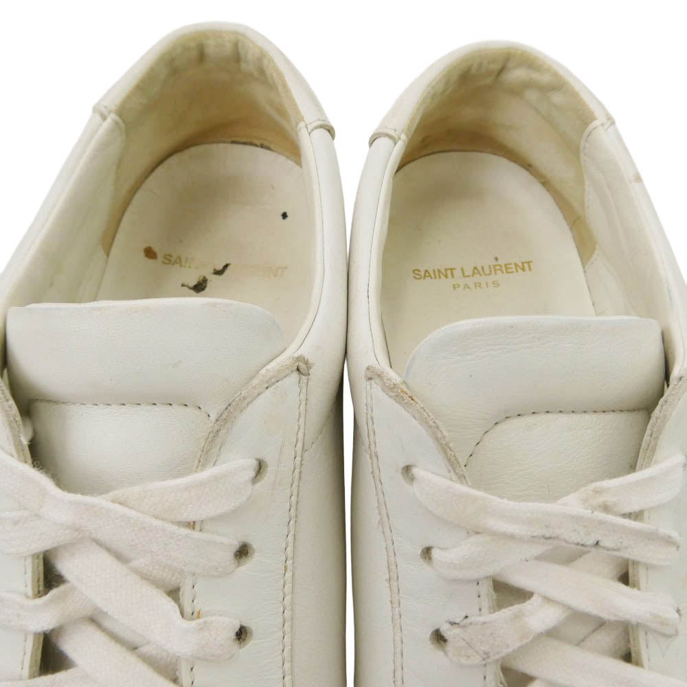 SAINT LAURENT サンローラン 606833 ANDY LOW TOP SL SNEAKER アンディ ロゴ レザー ローカット スニーカー オフホワイト系 41【中古】