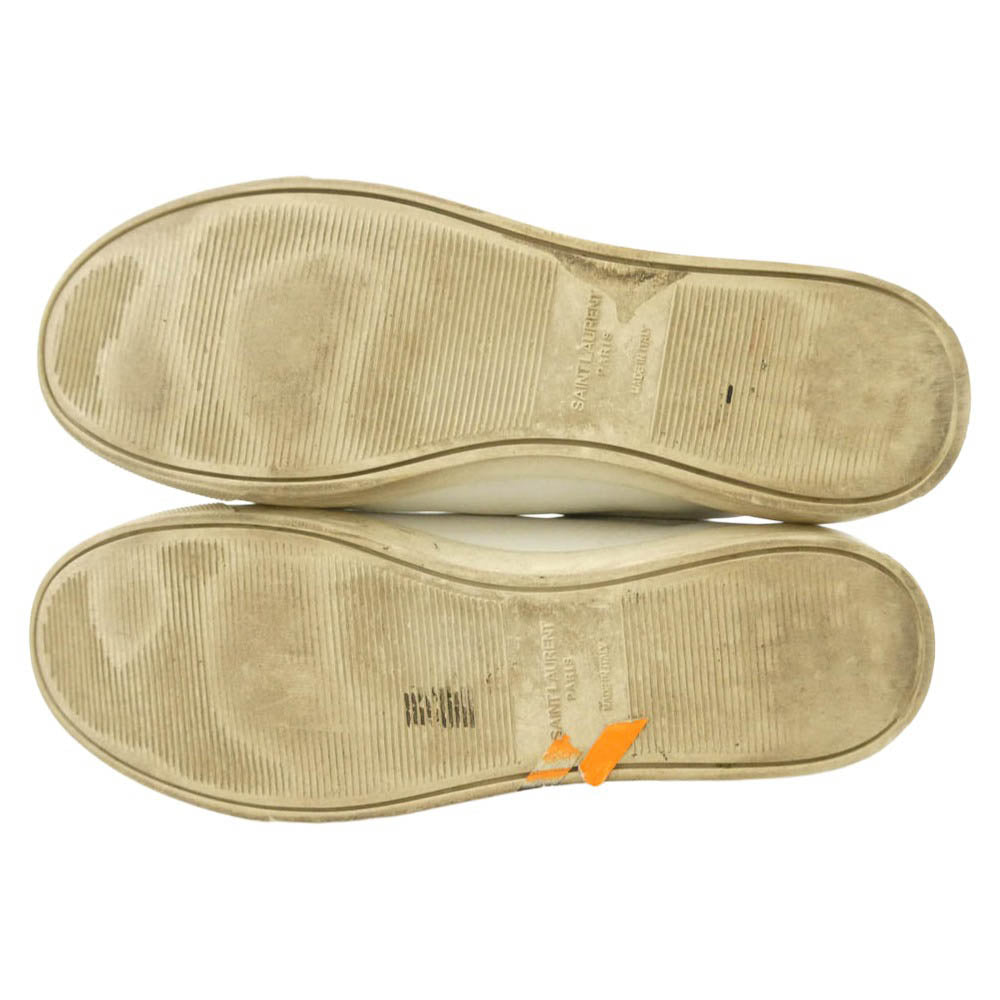 SAINT LAURENT サンローラン 606833 ANDY LOW TOP SL SNEAKER アンディ ロゴ レザー ローカット スニーカー オフホワイト系 41【中古】