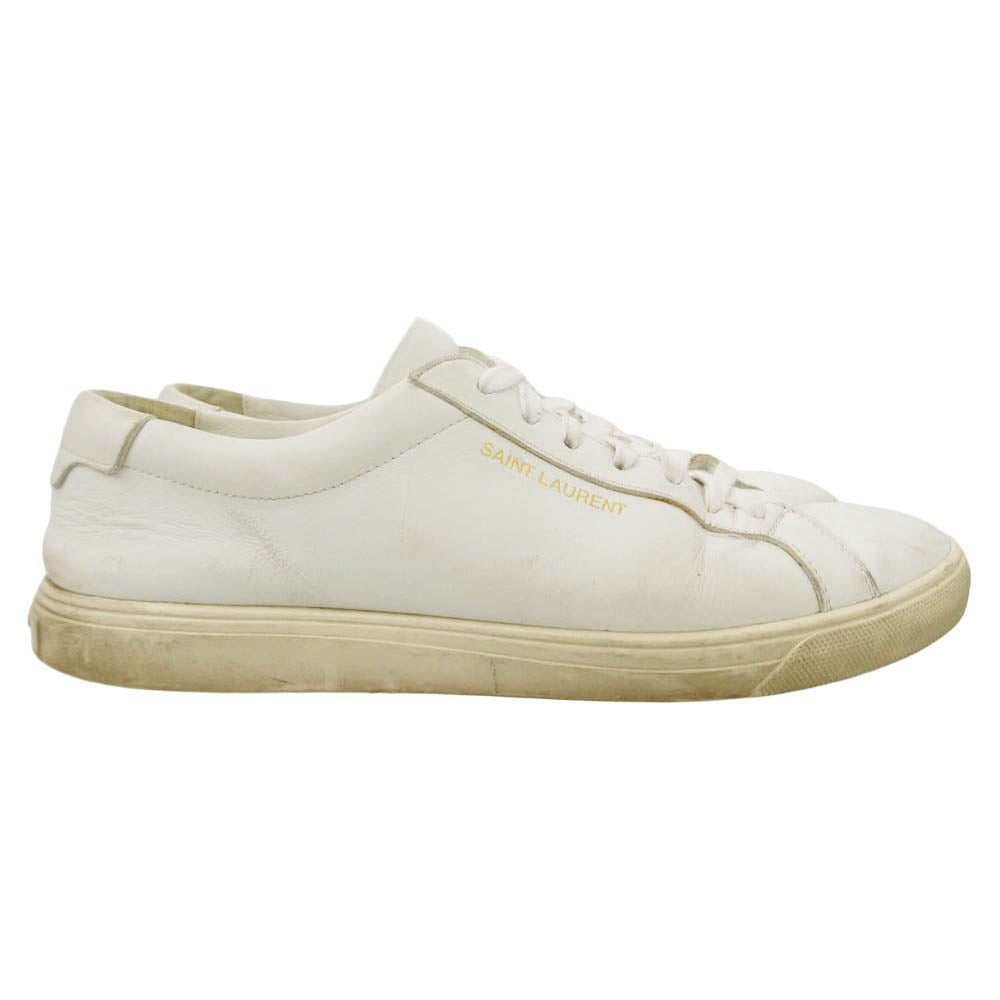 SAINT LAURENT サンローラン 606833 ANDY LOW TOP SL SNEAKER アンディ ロゴ レザー ローカット スニーカー オフホワイト系 41【中古】