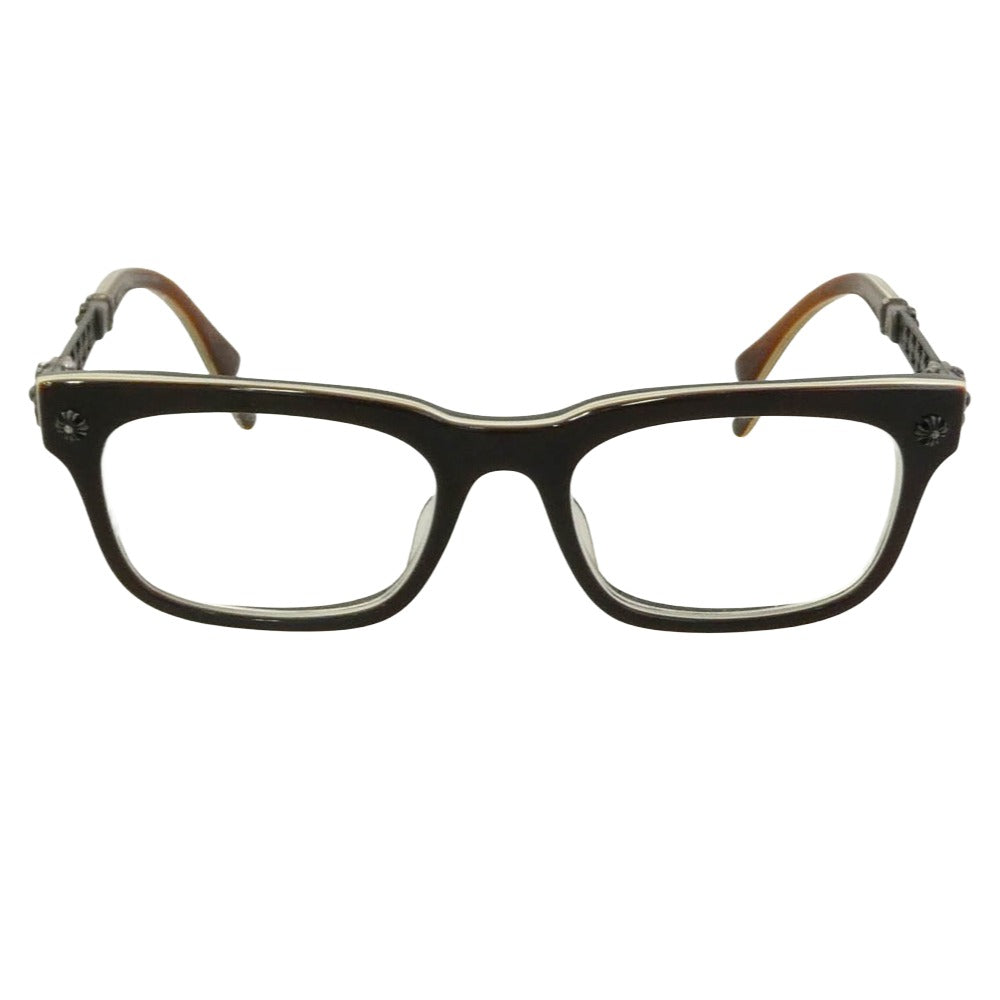 CHROME HEARTS クロムハーツ（原本無） INSTABONE II CHプラス アイウェア 眼鏡 メガネ ブラウン系 52□20-147【中古】
