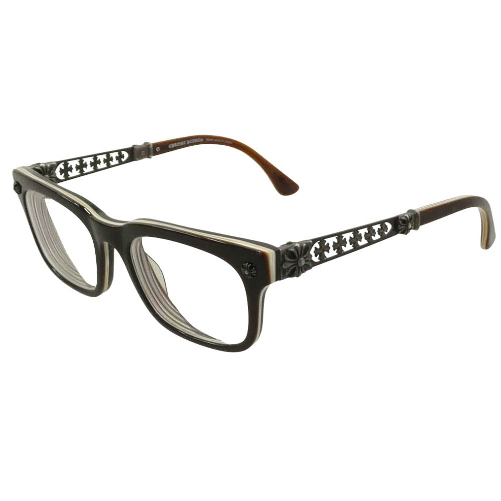 CHROME HEARTS クロムハーツ（原本無） INSTABONE II CHプラス アイウェア 眼鏡 メガネ ブラウン系 52□20-147【中古】