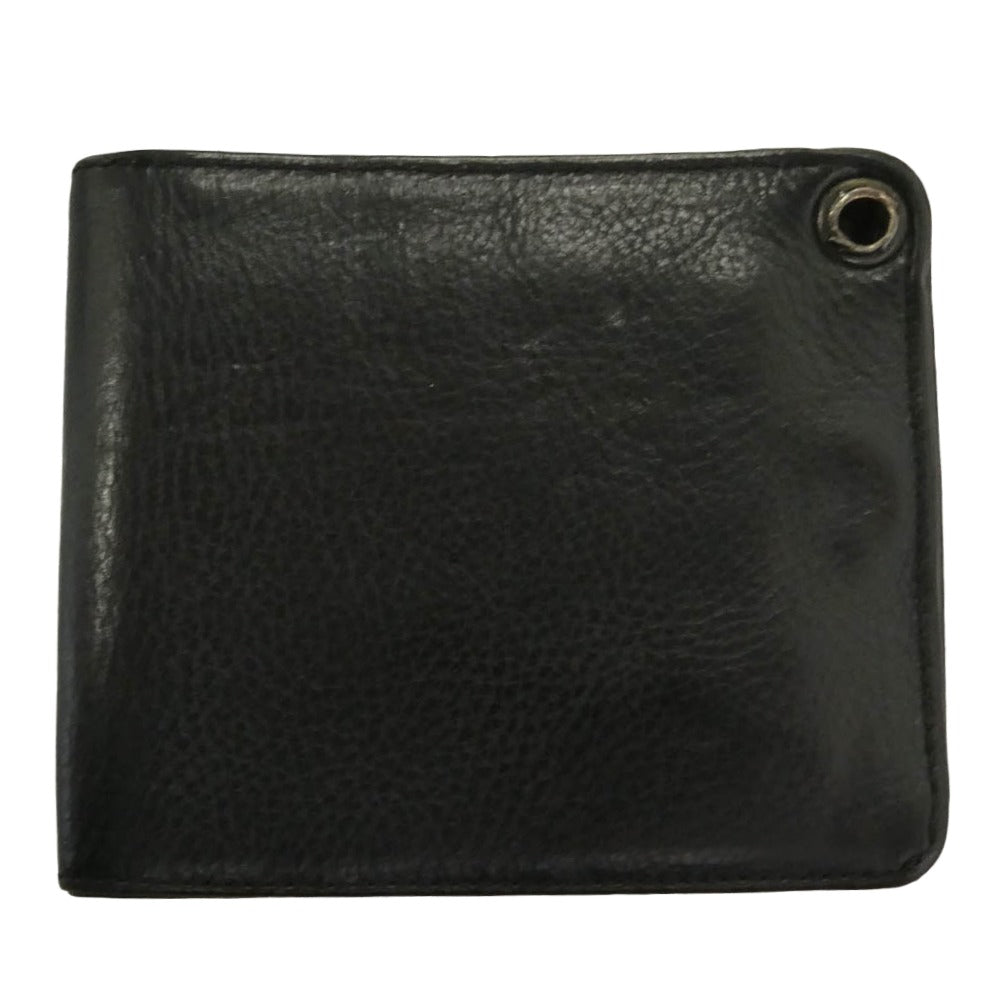 CHROME HEARTS クロムハーツ（原本有） 1SNAP 1スナップ クロス ボールボタン レザーウォレット 二つ折り財布 ブラック系【中古】