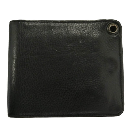 CHROME HEARTS クロムハーツ（原本有） 1SNAP 1スナップ クロス ボールボタン レザーウォレット 二つ折り財布 ブラック系【中古】