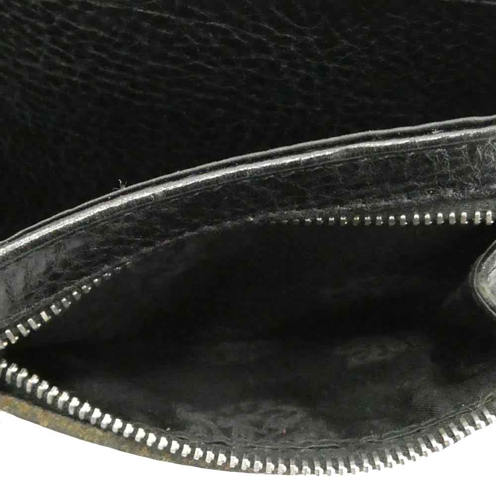 CHROME HEARTS クロムハーツ（原本有） 1SNAP 1スナップ クロス ボールボタン レザーウォレット 二つ折り財布 ブラック系【中古】